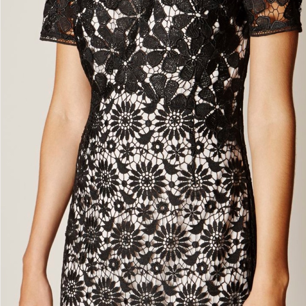 Karen Millen Black lace pencil  party dress size 2